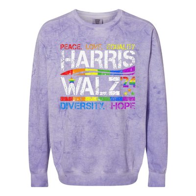 Kamala Harris Tim Walz 2024 Peace Lgbt Harris Walz Waltz Colorblast Crewneck Sweatshirt