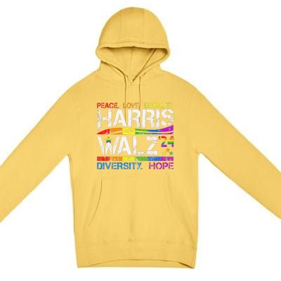 Kamala Harris Tim Walz 2024 Peace Lgbt Harris Walz Waltz Premium Pullover Hoodie