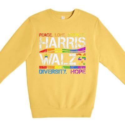 Kamala Harris Tim Walz 2024 Peace Lgbt Harris Walz Waltz Premium Crewneck Sweatshirt