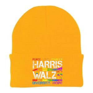 Kamala Harris Tim Walz 2024 Peace Lgbt Harris Walz Waltz Knit Cap Winter Beanie