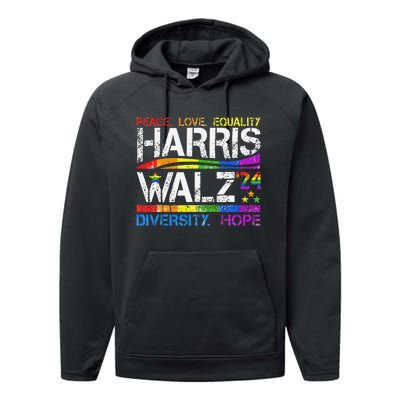 Kamala Harris Tim Walz 2024 Peace Lgbt Harris Walz Waltz Performance Fleece Hoodie