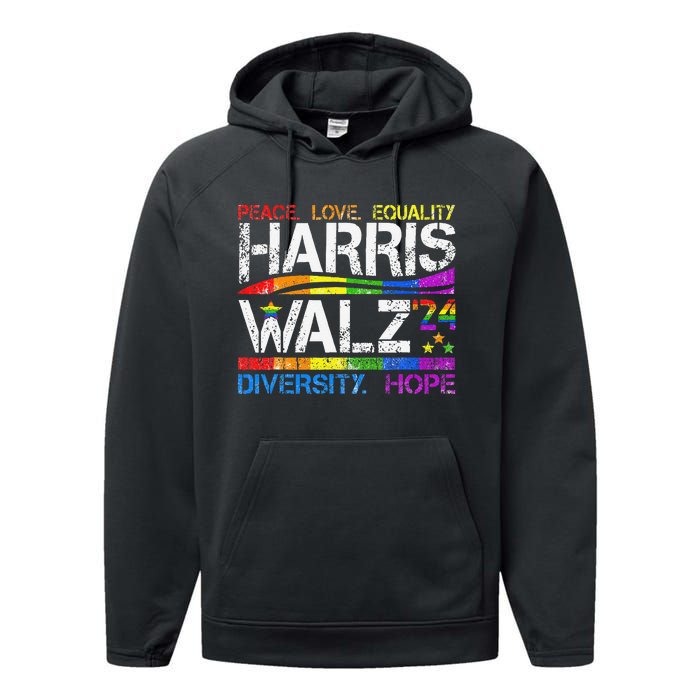 Kamala Harris Tim Walz 2024 Peace Lgbt Harris Walz Waltz Performance Fleece Hoodie