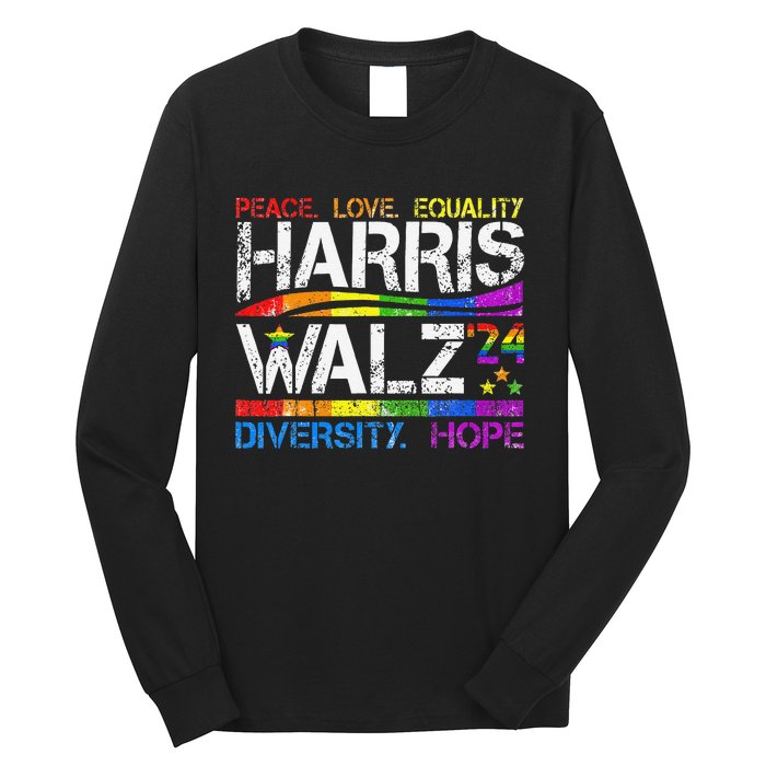 Kamala Harris Tim Walz 2024 Peace Lgbt Harris Walz Waltz Long Sleeve Shirt