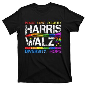 Kamala Harris Tim Walz 2024 Peace Lgbt Harris Walz Waltz T-Shirt