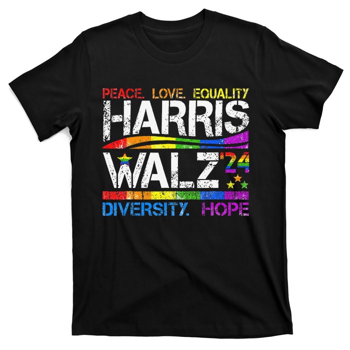 Kamala Harris Tim Walz 2024 Peace Lgbt Harris Walz Waltz T-Shirt