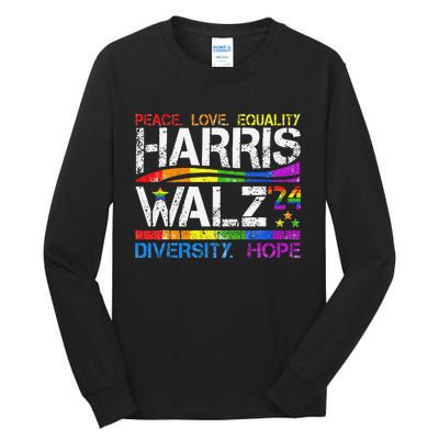 Kamala Harris Tim Walz 2024 Peace Lgbt Harris Walz Waltz Tall Long Sleeve T-Shirt