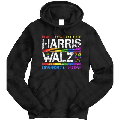 Kamala Harris Tim Walz 2024 Peace Lgbt Harris Walz Waltz Tie Dye Hoodie