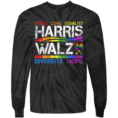 Kamala Harris Tim Walz 2024 Peace Lgbt Harris Walz Waltz Tie-Dye Long Sleeve Shirt