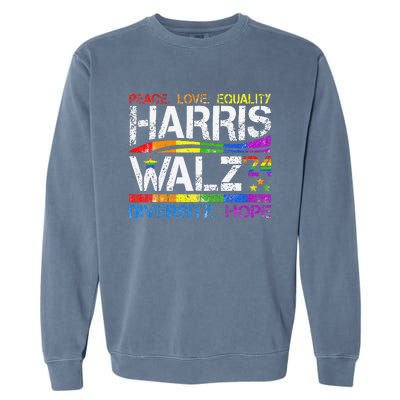 Kamala Harris Tim Walz 2024 Peace Lgbt Harris Walz Waltz Garment-Dyed Sweatshirt