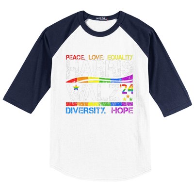 Kamala Harris Tim Walz 2024 Peace Lgbt Harris Walz Waltz Baseball Sleeve Shirt