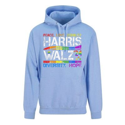 Kamala Harris Tim Walz 2024 Peace Lgbt Harris Walz Waltz Unisex Surf Hoodie