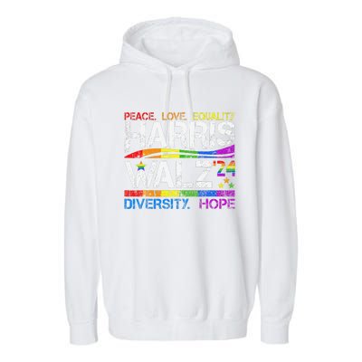 Kamala Harris Tim Walz 2024 Peace Lgbt Harris Walz Waltz Garment-Dyed Fleece Hoodie