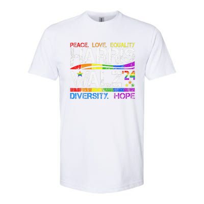 Kamala Harris Tim Walz 2024 Peace Lgbt Harris Walz Waltz Softstyle CVC T-Shirt