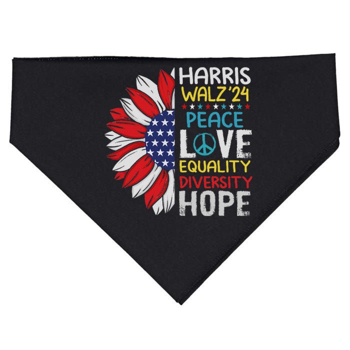 Kamala Harris Tim Walz 2024 Peace Lgbt Harris Walz Waltz USA-Made Doggie Bandana