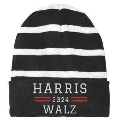 Kamala Harris Tim Waltz 2024 Harris Walz 2024 Election Striped Beanie with Solid Band