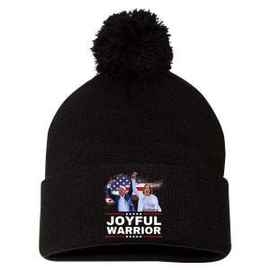 Kamala Harris Tim Walz Waltz 2024 Joyful Warrior Pom Pom 12in Knit Beanie