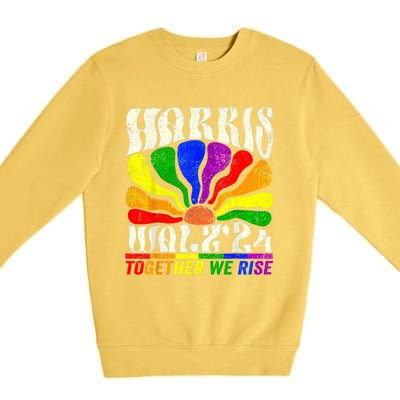 Kamala Harris Tim Walz Pride Lgbt 2024 Together We Rise Premium Crewneck Sweatshirt