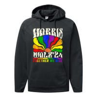 Kamala Harris Tim Walz Pride Lgbt 2024 Together We Rise Performance Fleece Hoodie