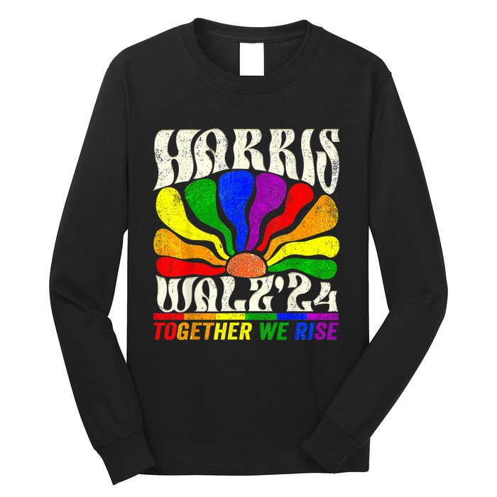 Kamala Harris Tim Walz Pride Lgbt 2024 Together We Rise Long Sleeve Shirt