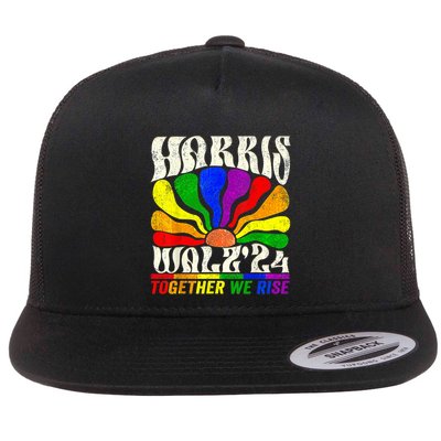 Kamala Harris Tim Walz Pride Lgbt 2024 Together We Rise Flatbill Hat