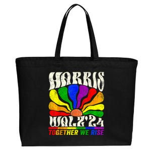 Kamala Harris Tim Walz Pride Lgbt 2024 Together We Rise Cotton Canvas Jumbo Tote