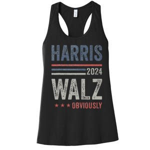 Kamala Harris Tim Walz Obviously Election 2024 Harris Waltz Women's Racerback Tank