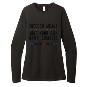 Kamala Harris Tim Walz Mind Your Own Damn Business Womens CVC Long Sleeve Shirt