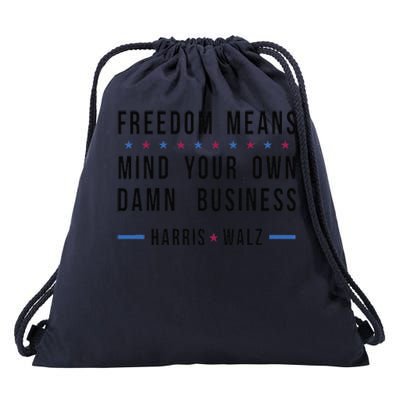 Kamala Harris Tim Walz Mind Your Own Damn Business Drawstring Bag