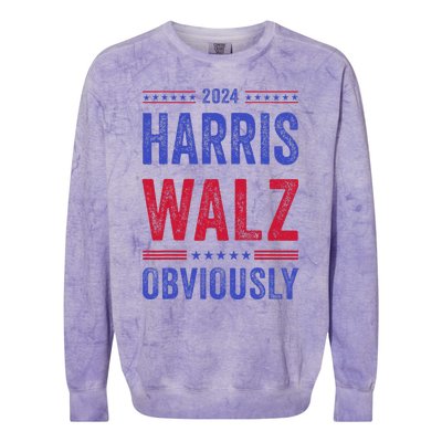 Kamala Harris Tim Walz Obviously Election 2024 Harris Waltz Colorblast Crewneck Sweatshirt