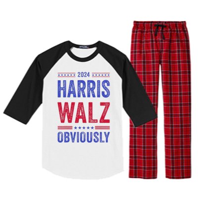 Kamala Harris Tim Walz Obviously Election 2024 Harris Waltz Raglan Sleeve Pajama Set