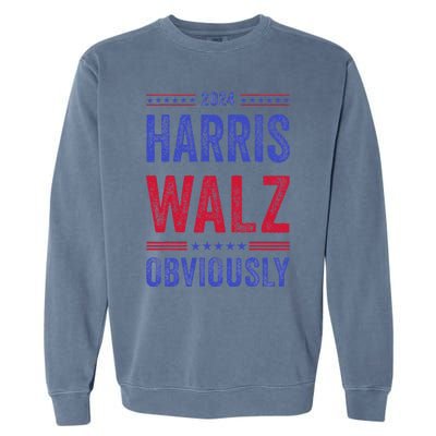 Kamala Harris Tim Walz Obviously Election 2024 Harris Waltz Garment-Dyed Sweatshirt