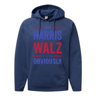 Kamala Harris Tim Walz Obviously Election 2024 Harris Waltz Performance Fleece Hoodie