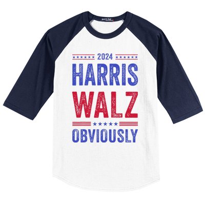 Kamala Harris Tim Walz Obviously Election 2024 Harris Waltz Baseball Sleeve Shirt