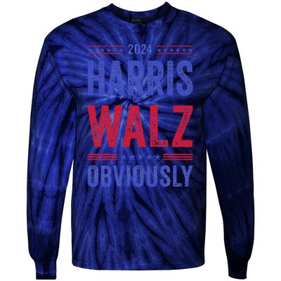 Kamala Harris Tim Walz Obviously Election 2024 Harris Waltz Tie-Dye Long Sleeve Shirt