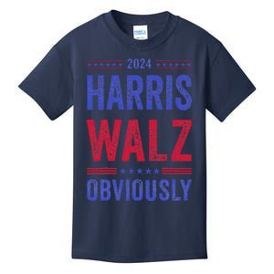 Kamala Harris Tim Walz Obviously Election 2024 Harris Waltz Kids T-Shirt