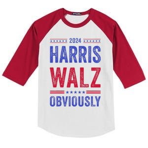 Kamala Harris Tim Walz Obviously Election 2024 Harris Waltz Kids Colorblock Raglan Jersey