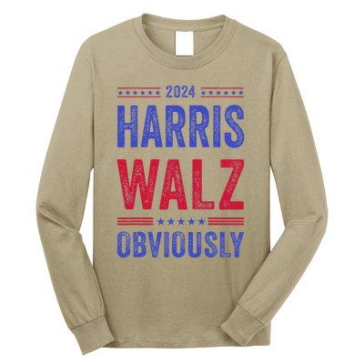 Kamala Harris Tim Walz Obviously Election 2024 Harris Waltz Long Sleeve Shirt