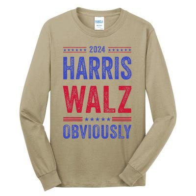 Kamala Harris Tim Walz Obviously Election 2024 Harris Waltz Tall Long Sleeve T-Shirt