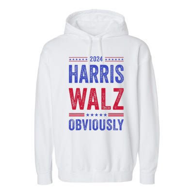 Kamala Harris Tim Walz Obviously Election 2024 Harris Waltz Garment-Dyed Fleece Hoodie