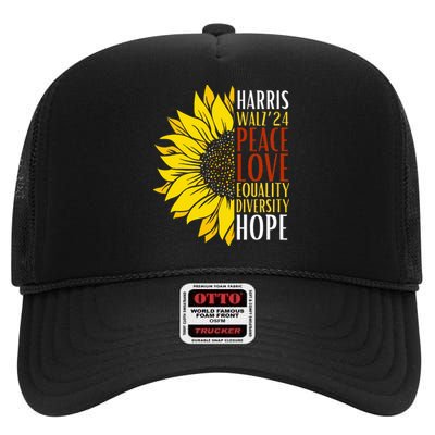 Kamala Harris Tim Walz 24 Lgbt Harris Walz Waltz 2024 High Crown Mesh Back Trucker Hat