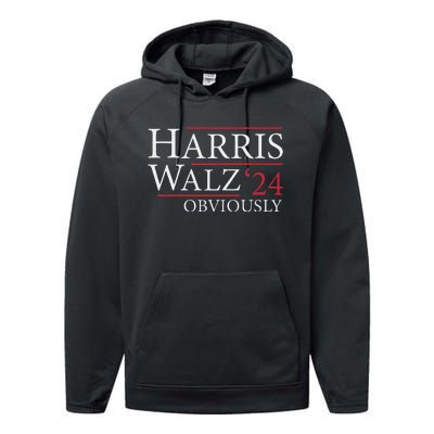 Kamala Harris Tim Walz Obviously Election 2024 Harris Waltz Performance Fleece Hoodie