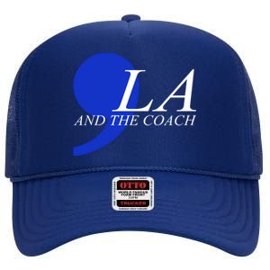 Kamala Harris Tim Walz Coach Comma 2024 High Crown Mesh Back Trucker Hat