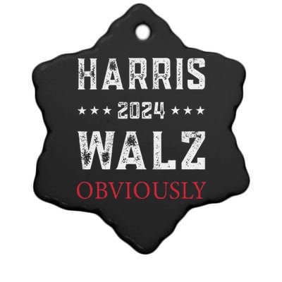 Kamala Harris Tim Walz Obviously Election 2024 Harris Waltz Ceramic Star Ornament