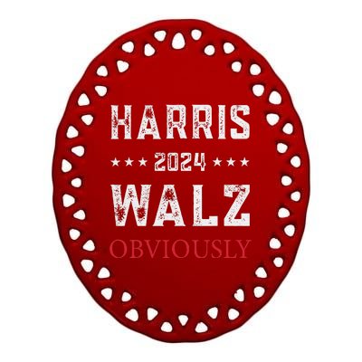 Kamala Harris Tim Walz Obviously Election 2024 Harris Waltz Ceramic Oval Ornament