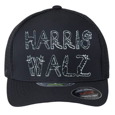 Kamala Harris Tim Walz Waltz Cat 2024 Flexfit Unipanel Trucker Cap