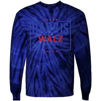 Kamala Harris Tim Walz Waltz Make America Joyful Again 2024 Tie-Dye Long Sleeve Shirt