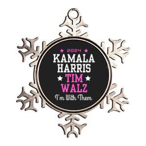 Kamala Harris Tim Walz 2024 President Election I’M With Them Metallic Star Ornament