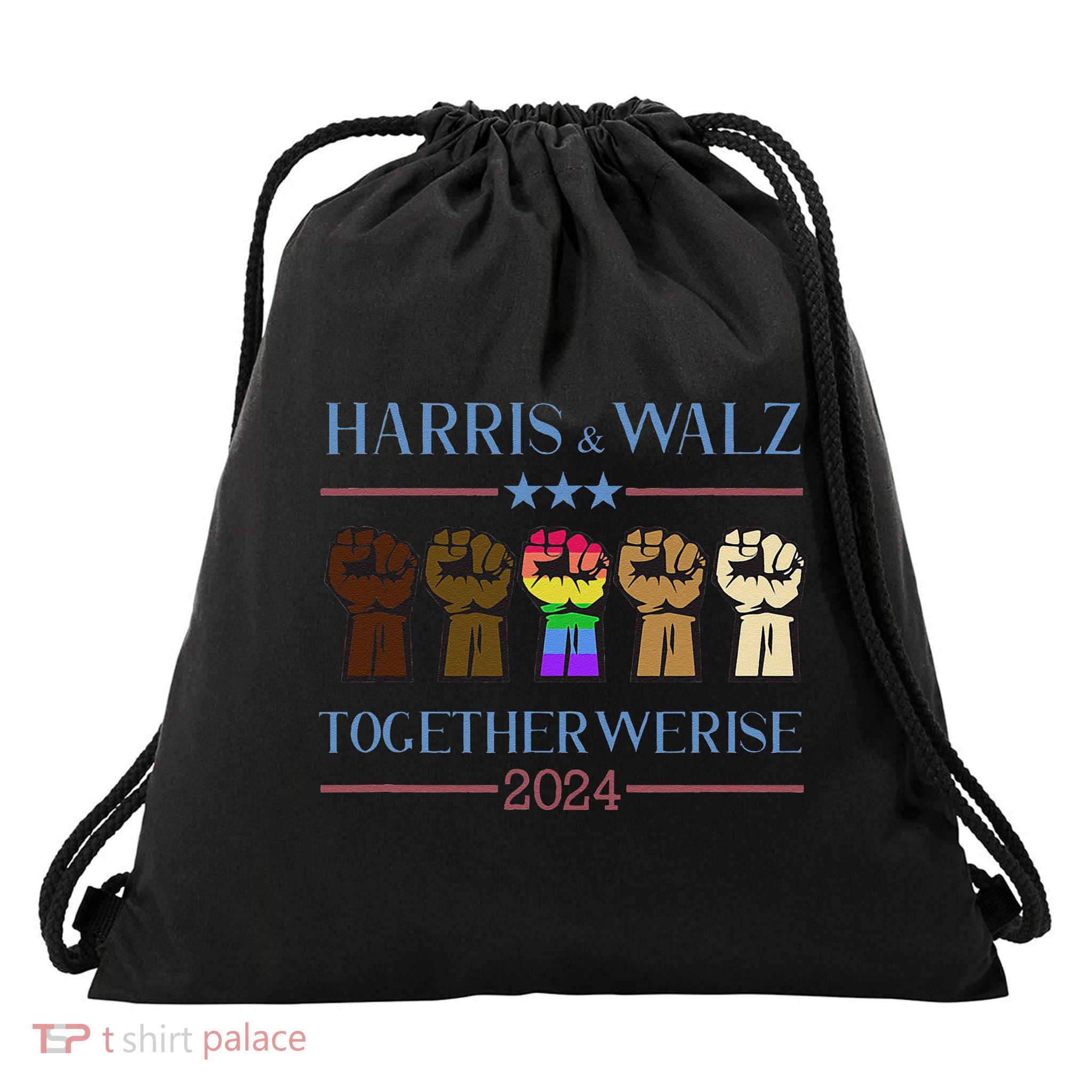 Kamala Harris Tim Walz 2024 Election Lgbt Harris Walz Waltz Drawstring Bag