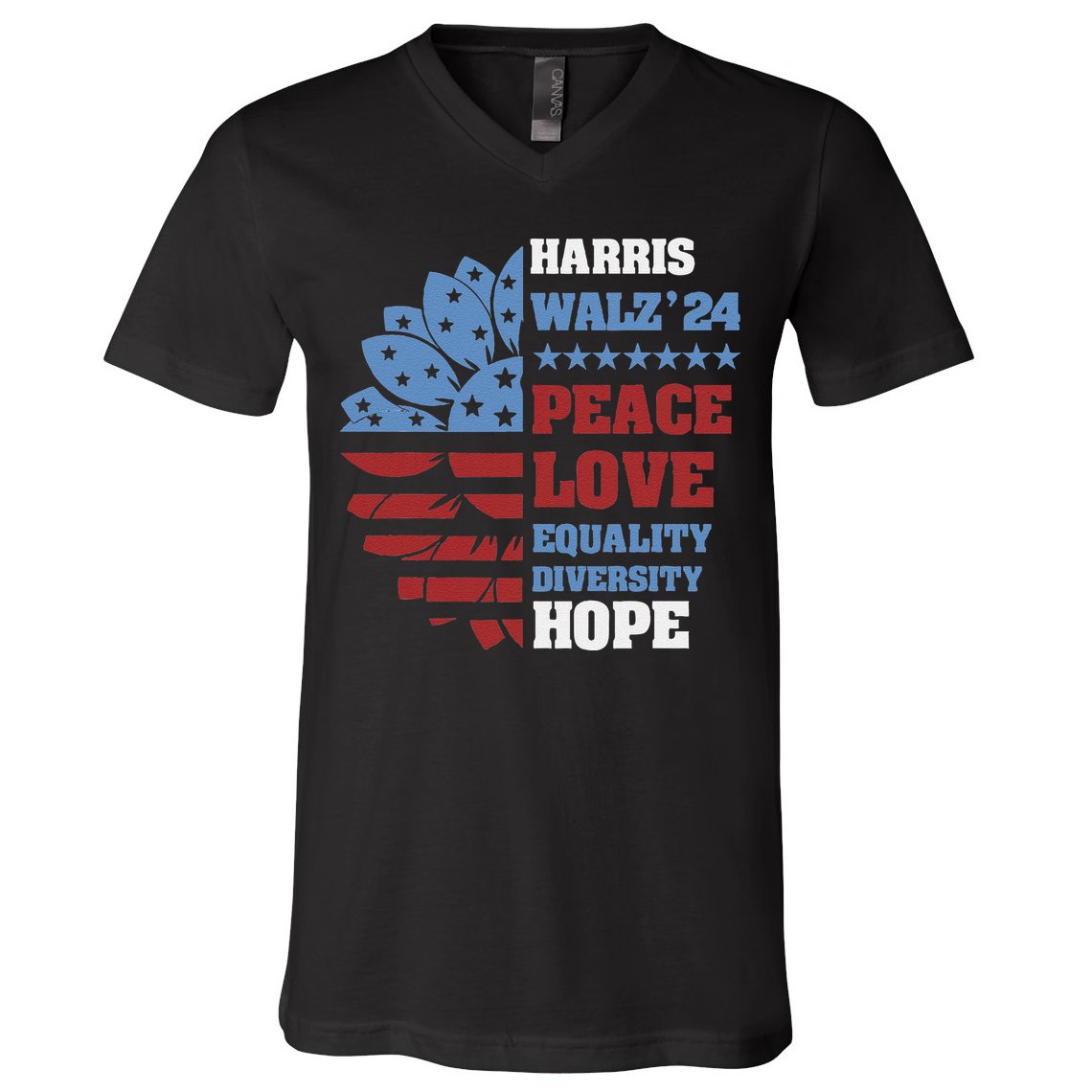 Kamala Harris Tim Walz 2024 Peace Lgbt Harris Walz Waltz V-Neck T-Shirt