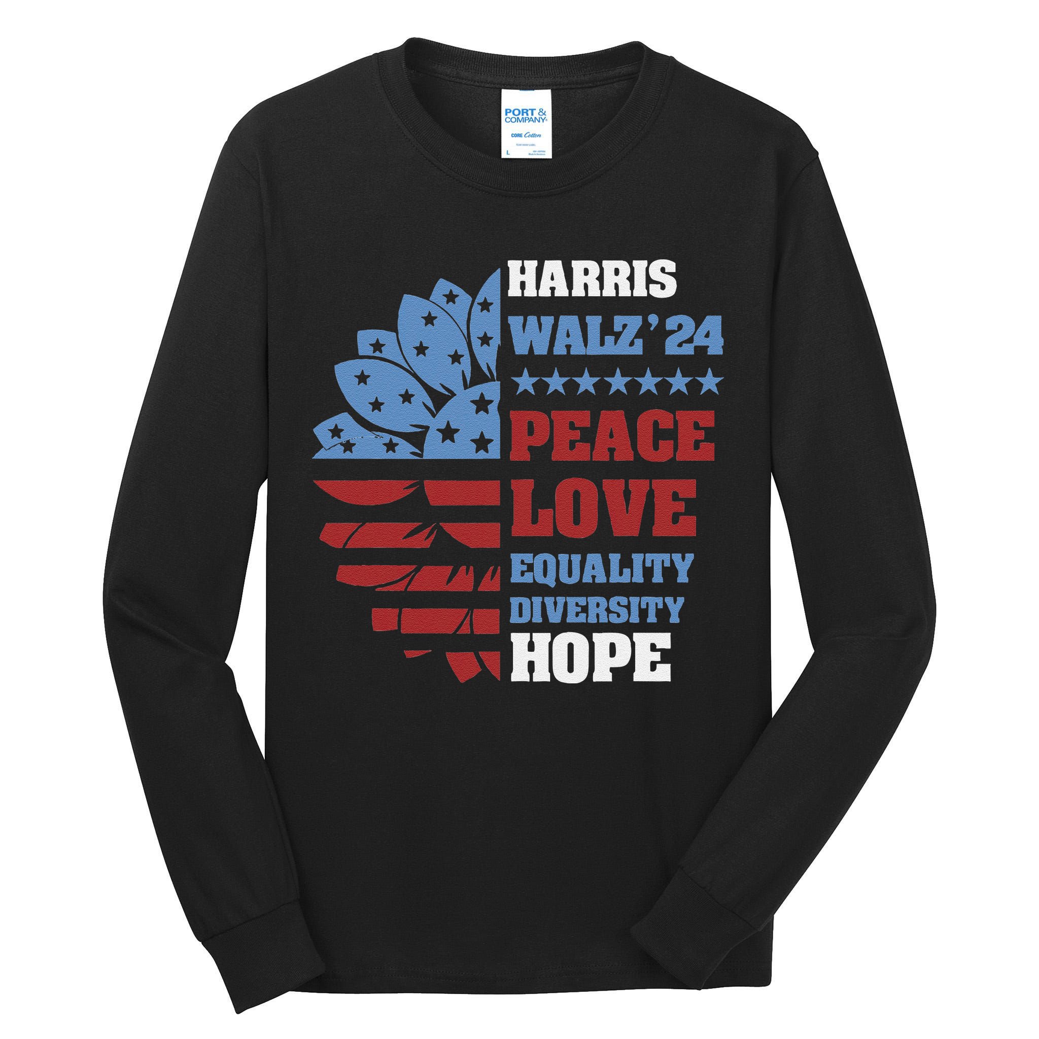 Kamala Harris Tim Walz 2024 Peace Lgbt Harris Walz Waltz Tall Long Sleeve T-Shirt